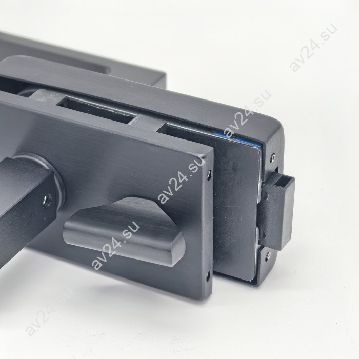 Замок с магнитным ригелем FMZ-44 с ответной частью на стену, с притвором механизм сантехническая защелка/вертушка, алюминий/черный