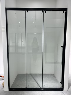 Раздвижная система Нимфа FDS-9.1 в проем телескопическая, нержавейка/черный