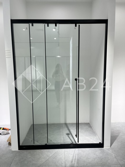 Раздвижная система Нимфа FDS-9.1 в проем телескопическая, нержавейка/черный