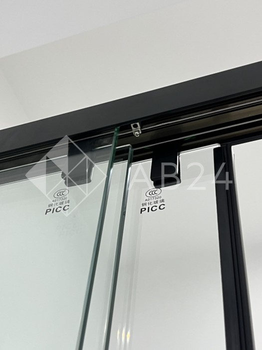 Раздвижная система Нимфа FDS-9.1 в проем телескопическая, нержавейка/черный