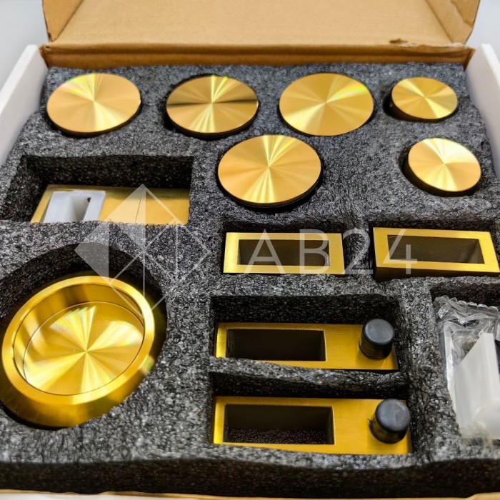 Раздвижная система Альфа α FDS-5, с двойной направляющей, нержавейка/брашированное золото