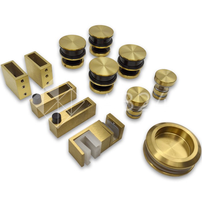 Раздвижная система Альфа α FDS-5, с двойной направляющей, нержавейка/брашированное золото