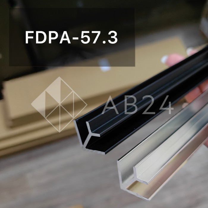 Угловой опорный профиль 90° FDPA-57.3  для стекла 8 мм, 19х19х12,5х1,75 мм, длина 3 м, алюминий/черный