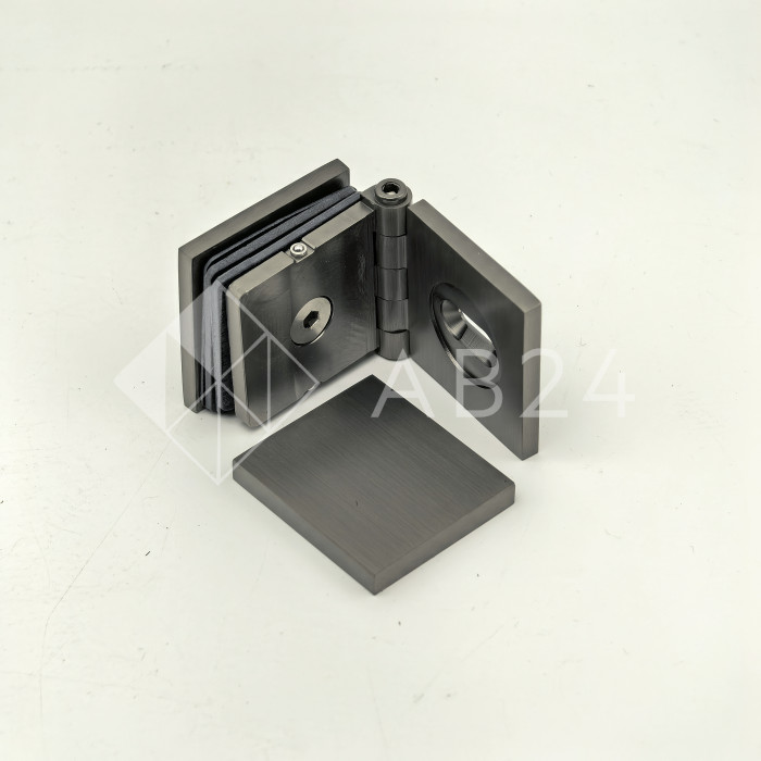 Коннектор для стекла Пегас FDK-100, 45х45 мм стена-стекло 0°-180°, латунь/оружейная сталь