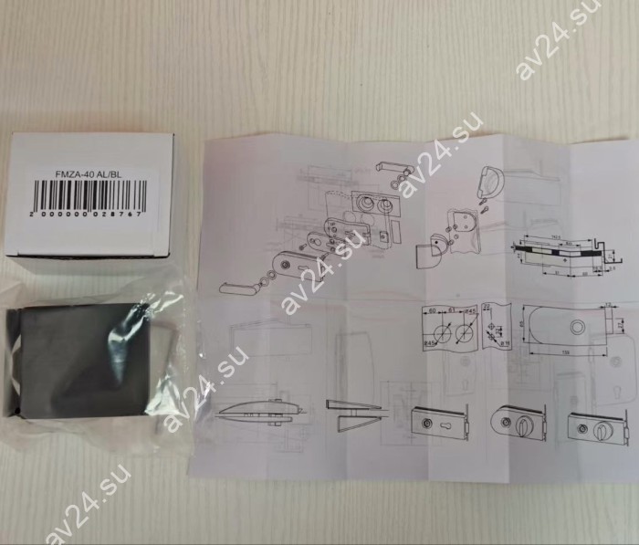 Ответная часть FMZA-40 на стекло замка с магнитным ригелем, алюминий/черный