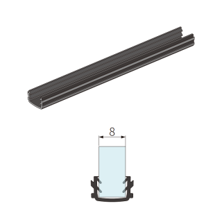 Уплотнитель FMPA-11.35 в профиль для стекла 8мм, длина 3.5 м, для системы Диона FDS-19, черный