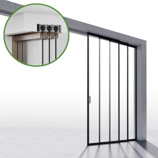 Комплект раздвижной системы Диона DSK-190.3.1R AL/BN на 3 двери (3+0) правое открывание, скрытое крепление в проем, алюминий/коричневый