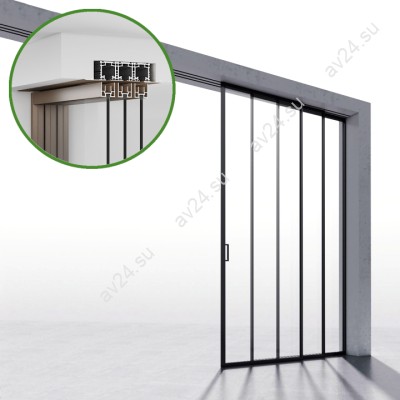 Комплект раздвижной системы DSK-190.3.1R AL/BN на 3 двери (3+0) правое открывание, скрытое крепление в проем, алюминий/коричневый