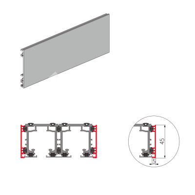 Крышка трека FDS-192.2 боковая для раздвижной системы FDS-19, длина 2м, алюминий/черный