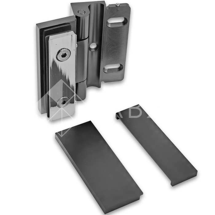 Петля Гера FDP-120 стена-стекло, открывание 90° наружу, латунь/оружейная сталь