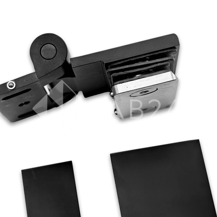 Петля Рея FDP-220 стена-стекло 90° с крышками, латунь/черный