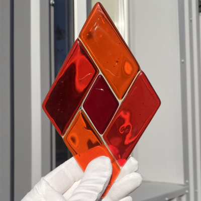 Фьюзинг ромб DFTQ 001 красно-розового, 10 см х 17 см