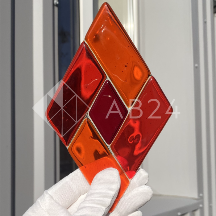 Фьюзинг ромб DFTQ 001 красно-розового, 10 см х 17 см