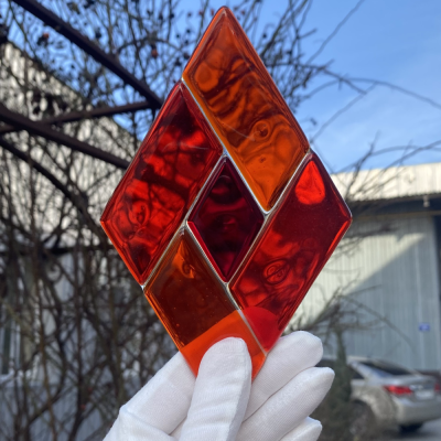 Фьюзинг ромб DFTQ 001 красно-розового, 10 см х 17 см