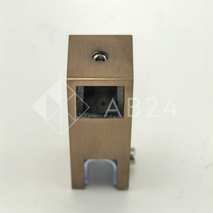 Держатель стекла FDC-58 сквозной 15х15 вертикальный, нержавейка/медь