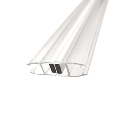 Уплотнитель ПРЕМИУМ магнитный 180° прозрачный, белый магнит 2.2 м под стекло 8 мм FDPP-503.8