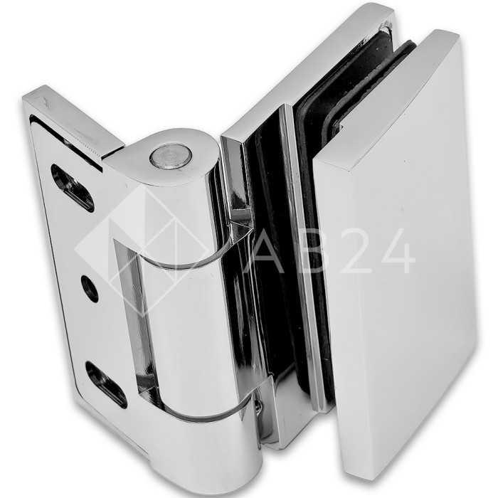 Петля Рея FDP-220 стена-стекло 90° с крышками, латунь/хром