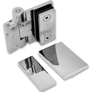 Петля Рея FDP-220 стена-стекло 90° с крышками, латунь/хром