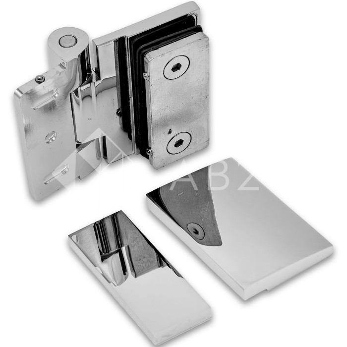 Петля Рея FDP-220 стена-стекло 90° с крышками, латунь/хром