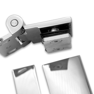 Петля Рея FDP-220 стена-стекло 90° с крышками, латунь/хром