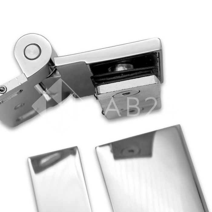 Петля Рея FDP-220 стена-стекло 90° с крышками, латунь/хром