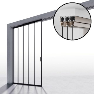 Компл раздвижной системы Диона DSK-190.3.2L AL/BN на 3 двери (3+0) левое открывание, открытое крепление в проем, алюминий/коричневый