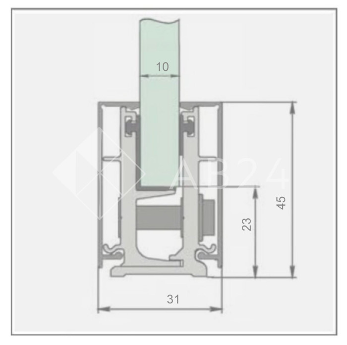 Профиль зажимной FKP-45 в сборе с крышкой, алюминий/анодированный