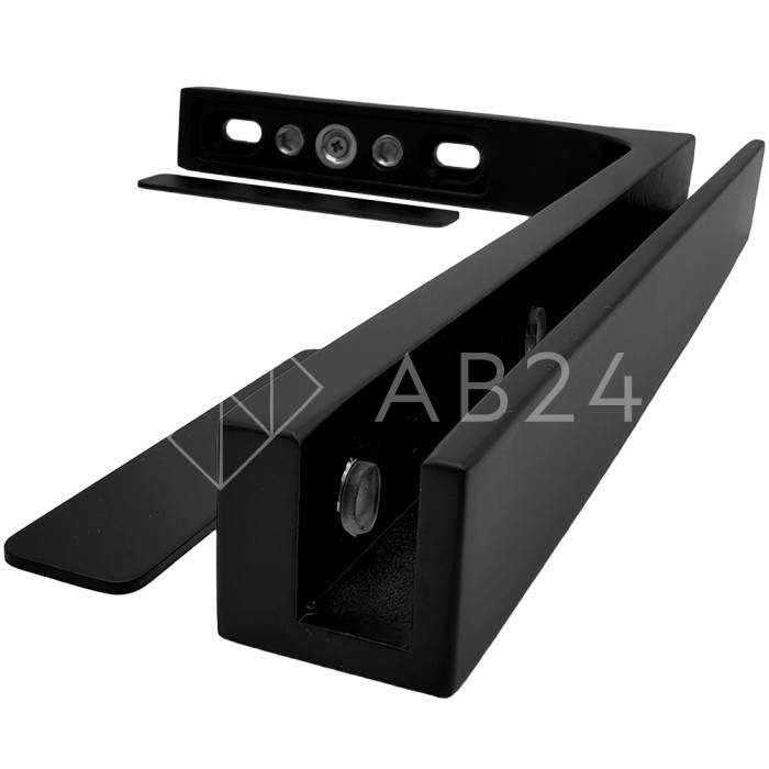 Угловой стабилизатор Диор FDK-4L стена-стекло 90° левый, нержавейка/черный