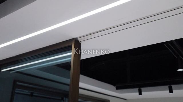 Комплект раздвижной системы DSK-190.1.1.1 AL/BL на 1 дверь (1+1) скрытое крепление в потолок, алюминий/черный