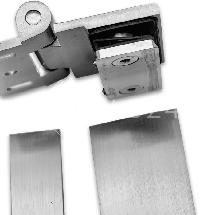 Петля Рея FDP-220 стена-стекло 90° с крышками, латунь/матовый