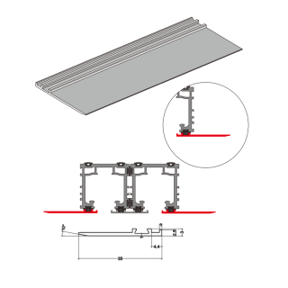 Потолочная декоративная крышка трека FDS-195.2 для системы Диона FDS-19 длина 2 м, алюминий/черный