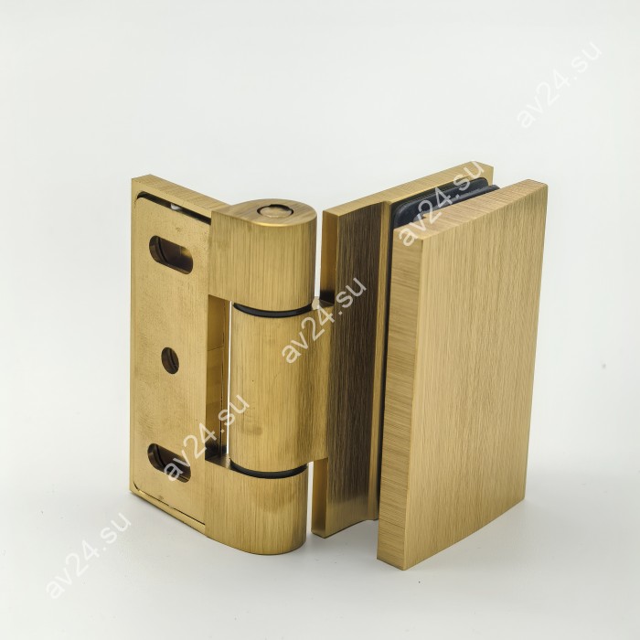Петля Рея FDP-220 стена-стекло 90° с крышками, латунь/брашированное золото