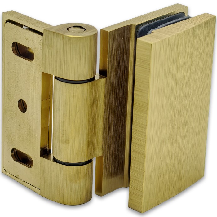 Петля Рея FDP-220 стена-стекло 90° с крышками, латунь/брашированное золото