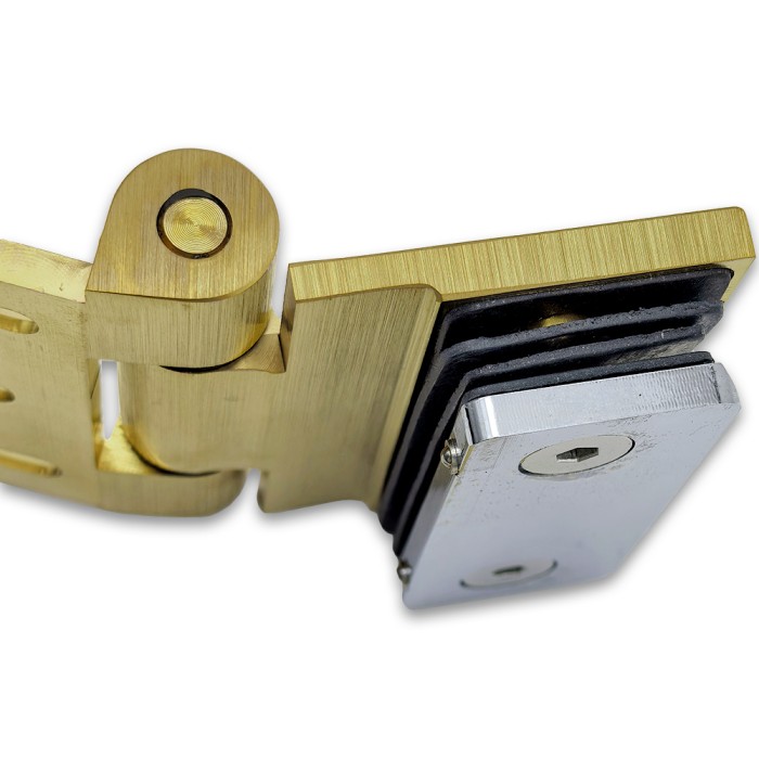 Петля Рея FDP-220 стена-стекло 90° с крышками, латунь/брашированное золото