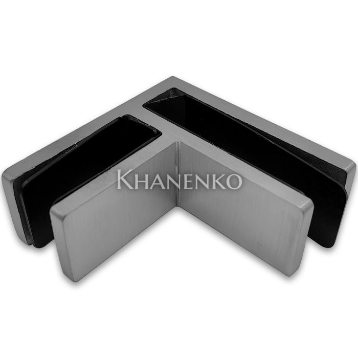 Крепление стекла FKK-202, 67х66 мм стекло-стекло 90°, нержавейка/матовый