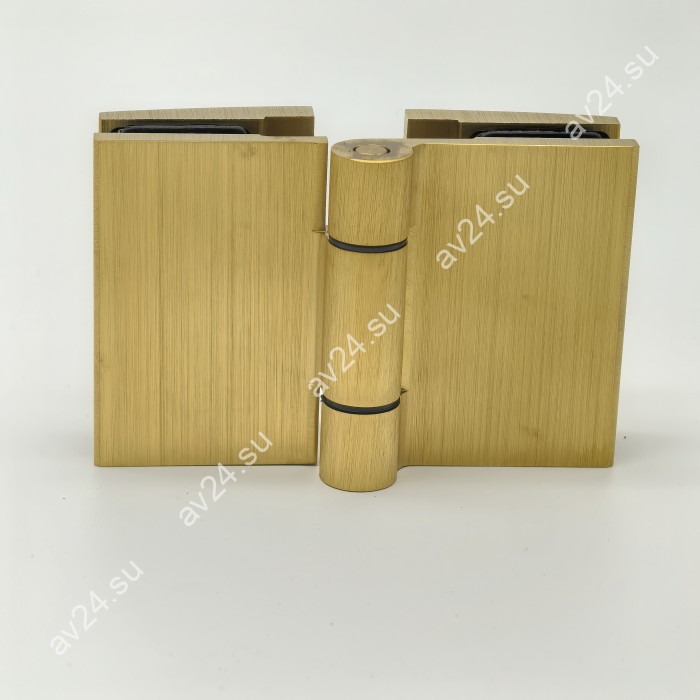 Петля Рея FDP-222 стекло-стекло 180° с крышками, латунь/брашированное золото