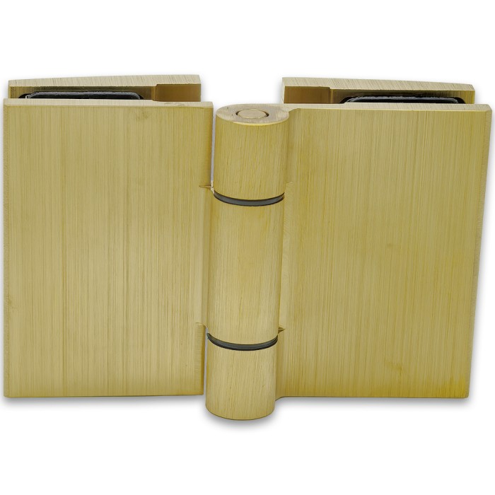 Петля Рея FDP-222 стекло-стекло 180° с крышками, латунь/брашированное золото