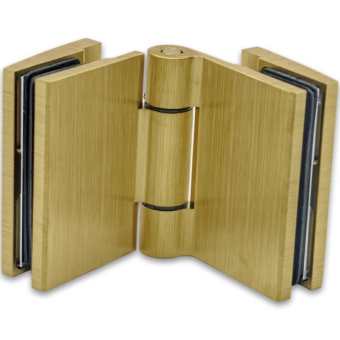 Петля Рея FDP-222 стекло-стекло 180° с крышками, латунь/брашированное золото