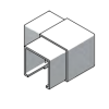 Отвод FOP-40p.07 для поручня с пазом для трубы 40*40мм, GRIT 600, нержавейка/матовый
