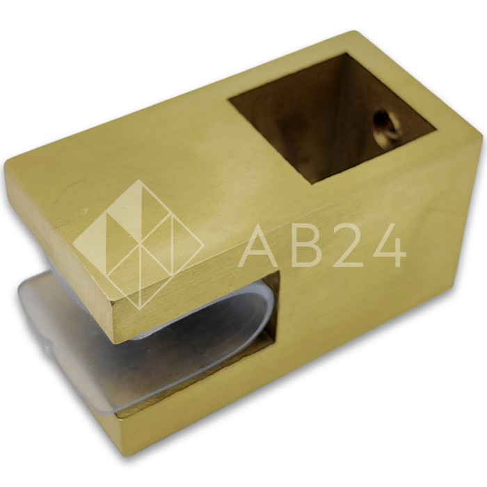 Держатель стекла FDC-53 сквозной 15х15, нержавейка/брашированное золото