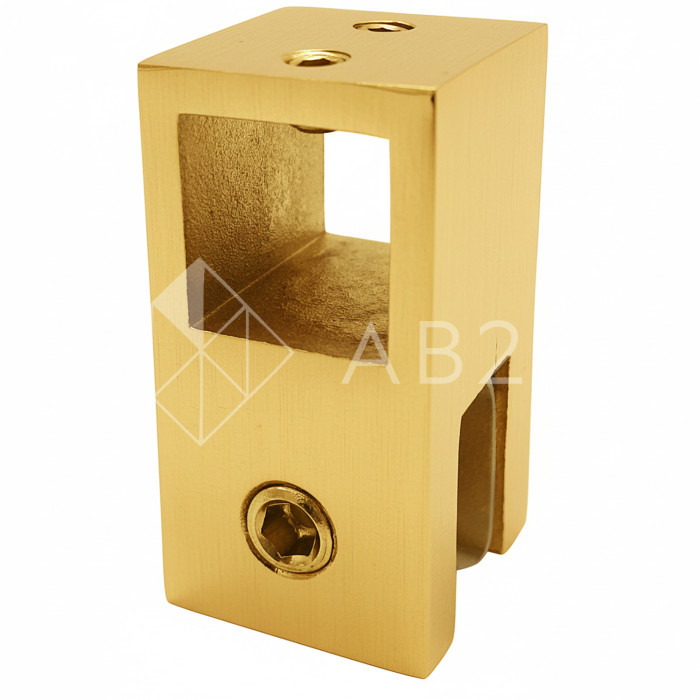 Держатель стекла FDC-53 сквозной 15х15, нержавейка/брашированное золото