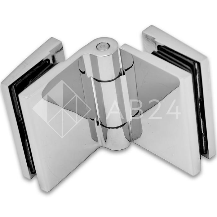 Петля Рея FDP-222 стекло-стекло 180° с крышками, латунь/хром