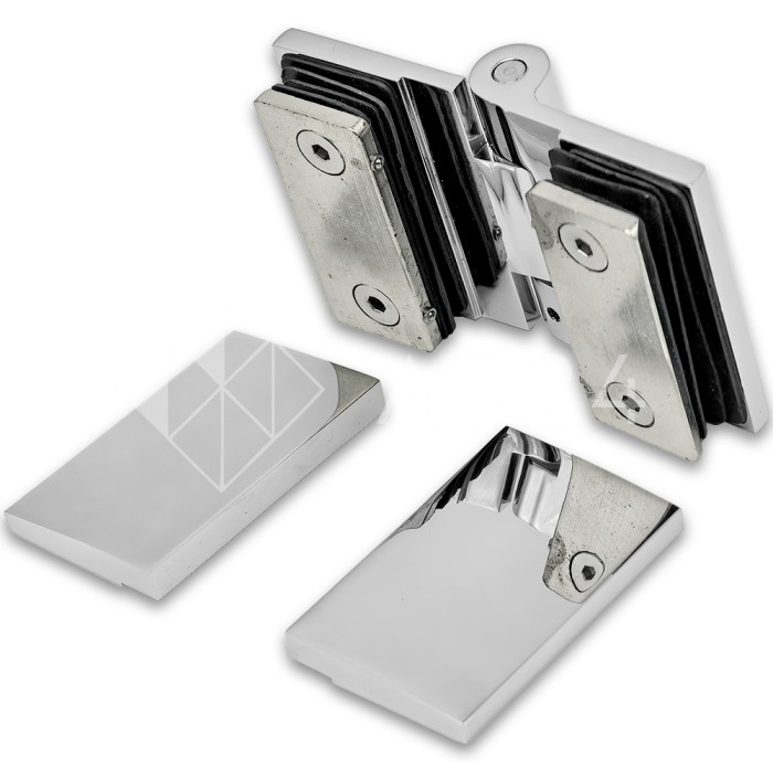 Петля Рея FDP-222 стекло-стекло 180° с крышками, латунь/хром