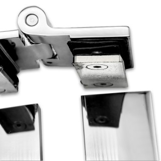 Петля Рея FDP-222 стекло-стекло 180° с крышками, латунь/хром