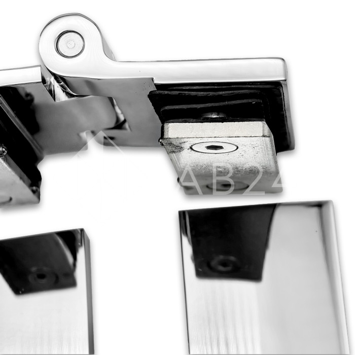 Петля Рея FDP-222 стекло-стекло 180° с крышками, латунь/хром