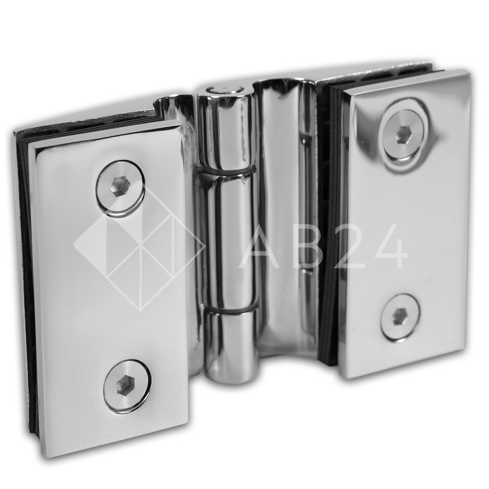 Петля Европа FDP-111 стекло-стекло 180° с накладками, нержавейка/полированный