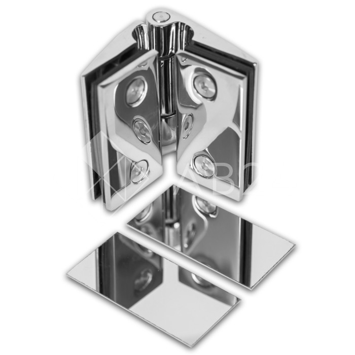 Петля Европа FDP-111 стекло-стекло 180° с накладками, нержавейка/полированный