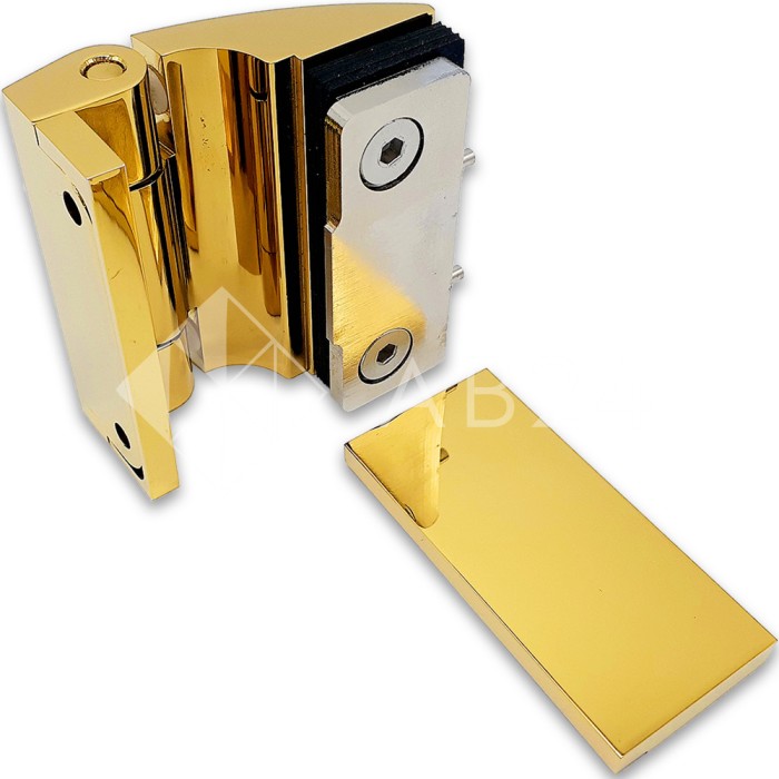 Петля Европа FDP-112 стена-стекло 90° с крышками, латунь/золото