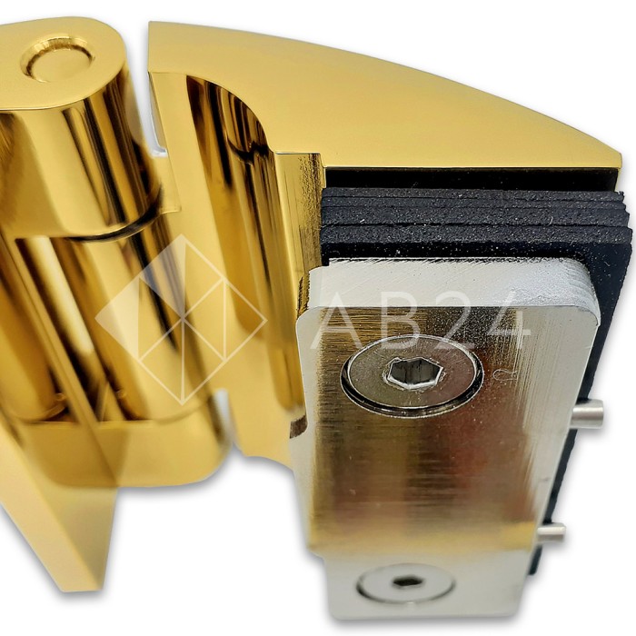 Петля Европа FDP-112 стена-стекло 90° с крышками, латунь/золото