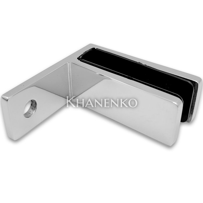 Крепление стекла FKK-203, 67х66 мм стена-стекло 90°, нержавейка/полированный